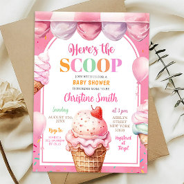 ピンクカラフルパステルキャンディースアイスクリームベビーシャワー 招待状
