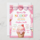 ピンクカラフルパステルキャンディースアイスクリームベビーシャワー 招待状 (正面)