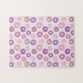 ピンクカラフルパステルドーナツイラストレーション ジグソーパズル (横)