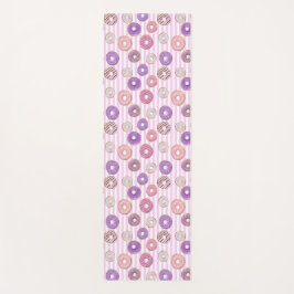 ピンクカラフルパステルドーナツイラストレーション ヨガマット