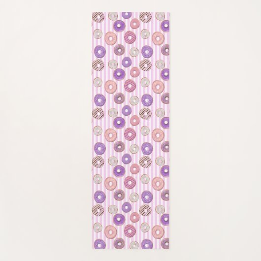 ピンクカラフルパステルドーナツイラストレーション ヨガマット (正面)