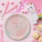 ピンクカラフルパステル抽象芸術アート ペーパープレート (パーティー)