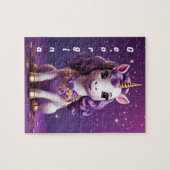 ピンクカラフルパープルユニコーンパーソナライズされた ジグソーパズル (横)