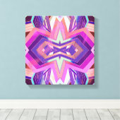 ピンクカラフルパープルヴィンテージ幾何学模様 キャンバスプリント (インサイチュ (ウッドフロア))