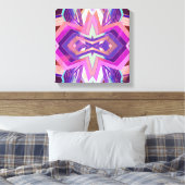 ピンクカラフルパープルヴィンテージ幾何学模様 キャンバスプリント (インサイチュ (寝室))