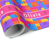 ピンクカラフルパープル建物ブロックカスタム ラッピングペーパー (ロールコーナー)