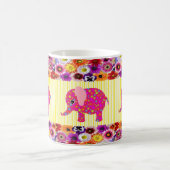 ピンクカラフルピグイエローストライプマグカップ コーヒーマグカップ (中央)