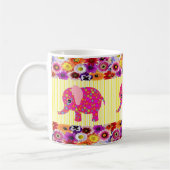 ピンクカラフルピグイエローストライプマグカップ コーヒーマグカップ (左)