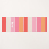 ピンクカラフルピーチパーソナライズされたカラーストライプ ヨガマット (正面(横))