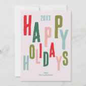 ピンクカラフルフェスティバルハッピーホリデーズクリスマス シーズンカード (正面)