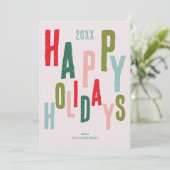 ピンクカラフルフェスティバルハッピーホリデーズクリスマス シーズンカード (スタンド正面)