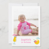 ピンクカラフルフォトパイナップルアロハ誕生日 招待状 (裏面)