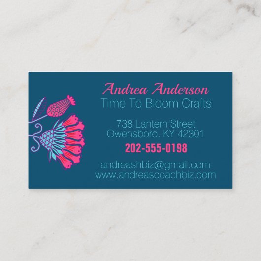 ピンクカラフルフォークアートフローラ 名刺 (裏面)