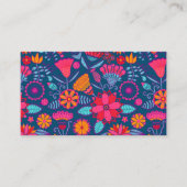 ピンクカラフルフォークアートフローラ 名刺 (正面)