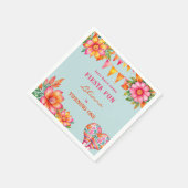 ピンクカラフルフローラブルーフェスタ1st誕生日 スタンダードカクテルナプキン (角)