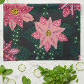 ピンクカラフルフローラブーケ キッチンタオル (折り畳み)