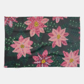 ピンクカラフルフローラブーケ キッチンタオル (横)