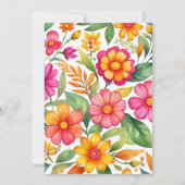 ピンクカラフルフローラメキシカンフェスタ赤ちゃんシャワー 招待状 (裏面)