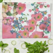 ピンクカラフルフローラ植物花 キッチンタオル (折り畳み)