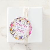 ピンクカラフルフローラ誕生日ティーパーティーありがとう フェイバータグ (インサイチュ)