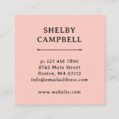 ピンクカラフルブルーコーラル花柄 スクエア名刺 (裏面)