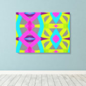 ピンクカラフルブルーライムグリーンパターン抽象芸術 キャンバスプリント (インサイチュ (ウッドフロア))