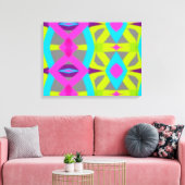 ピンクカラフルブルーライムグリーンパターン抽象芸術 キャンバスプリント (インサイチュ (リビング))