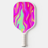 ピンクカラフルマゼンタイエローミントグリーンのストリーク ピックルボールラケット (裏面)