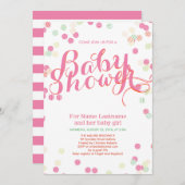 ピンクカラフルモダンガールベビーシャワー招待状 招待状 (正面/裏面)