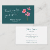 ピンクカラフルモダンティール（緑がかった色）グリーンフローラありがとう 名刺 (正面/裏面)