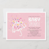 ピンクカラフルモダンベビーガール振りかける招待状 招待状 (正面)