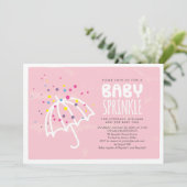 ピンクカラフルモダンベビーガール振りかける招待状 招待状 (スタンド正面)