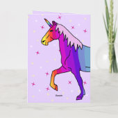 ピンクカラフルユニコーンガールハッピーバースデーカード カード (裏面)