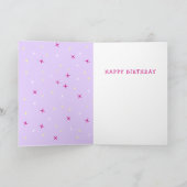 ピンクカラフルユニコーンガールハッピーバースデーカード カード (内部)