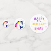 ピンクカラフルユニコーンガールハッピーバースデーパーティー コンフェッティ (正面)