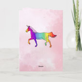 ピンクカラフルユニコーンガールハッピーバースデー カード (裏面)