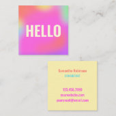 ピンクカラフルレインボーハローグローはっきりしたフォント スクエア名刺 (正面/裏面)