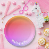 ピンクカラフルレインボー ペーパープレート (パーティー)