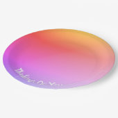 ピンクカラフルレインボー ペーパープレート (アングル)