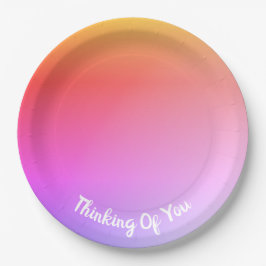 ピンクカラフルレインボー ペーパープレート