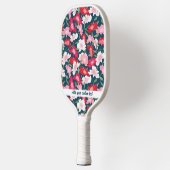 ピンクカラフルレッドフローラルパターカスタムン ピックルボールラケット (左)