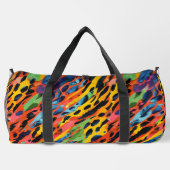 ピンクカラフルワイルドアニマルプリントレインボー絵を描ー ダッフルバッグ (裏面)