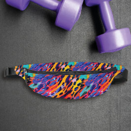 ピンクカラフルワイルドアニマルプリントレインボー絵を描ー ファニーパック