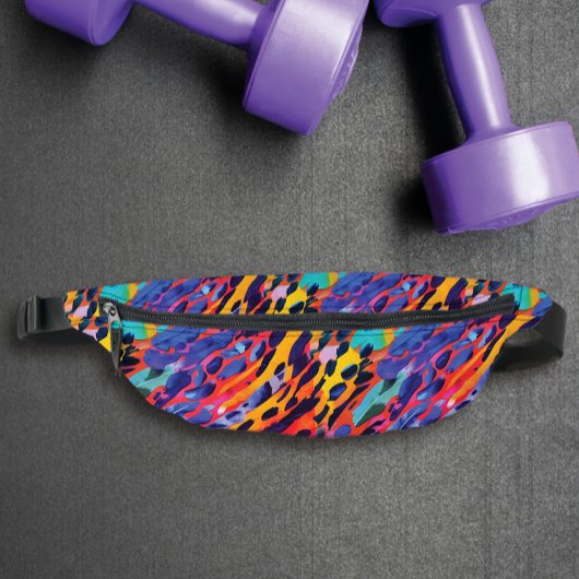 ピンクカラフルワイルドアニマルプリントレインボー絵を描ー ファニーパック