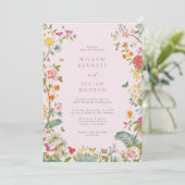 ピンクカラフルヴィンテージ結婚ズ 招待状 (スタンド正面)