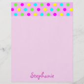 ピンクカラフル名のガーリー水玉模様 レターヘッド (正面)
