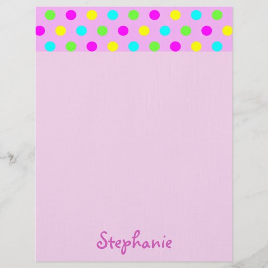 ピンクカラフル名のガーリー水玉模様 レターヘッド (正面)