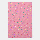 ピンクカラフル水玉模様 キッチンタオル (縦)