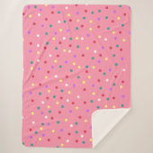 ピンクカラフル水玉模様 シェルパブランケット (正面)