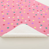 ピンクカラフル水玉模様 シェルパブランケット (3/4)